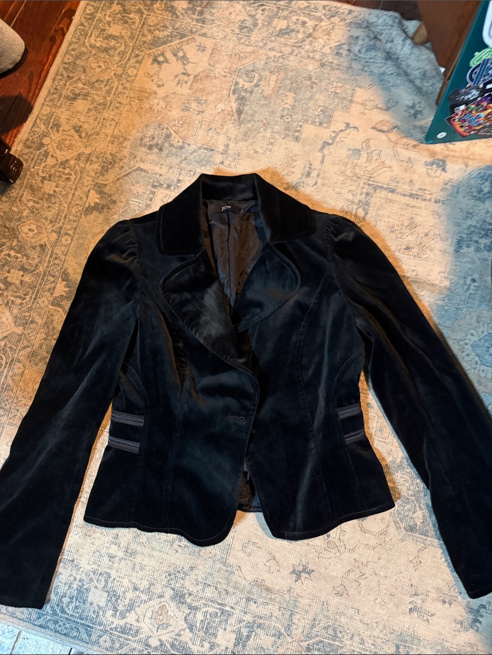 London Fog Black Velvet Blazer Jacket